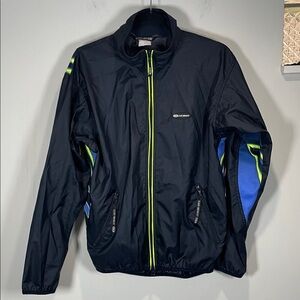 Louis Garneau Men's Navy and Neon Yellow Windbreaker
